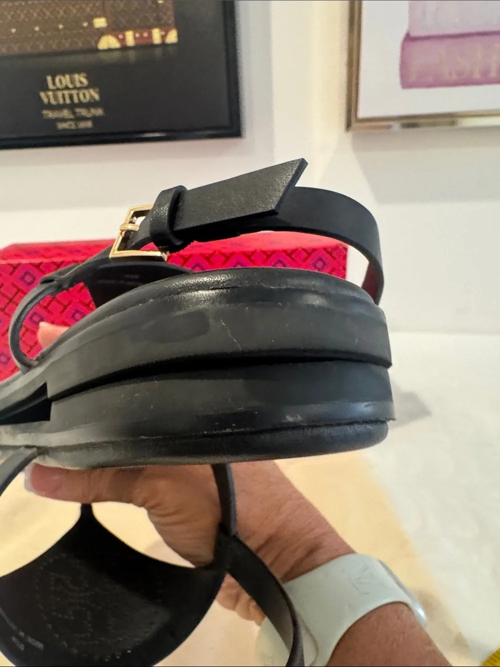 Tory Burch Perforated T Strap Sandal. Ladies 8.5